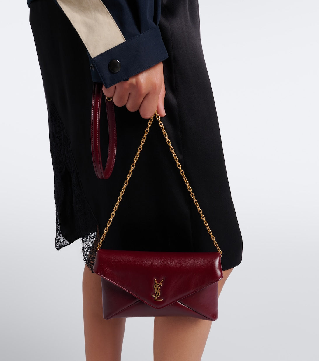 Saint Laurent - Cassandre Small leather pouch with strap