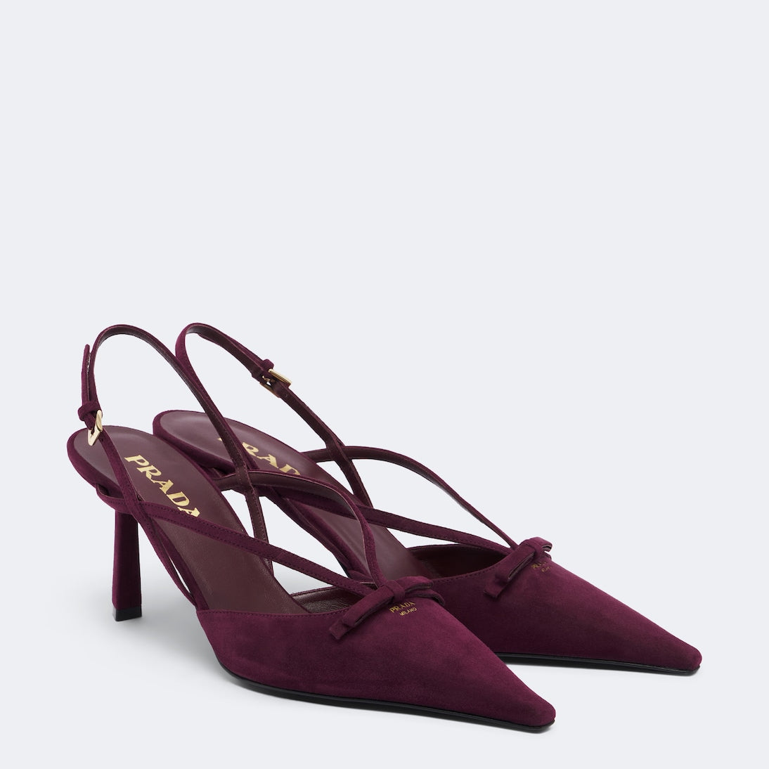 Prada - Bow-detail suede slingback pumps