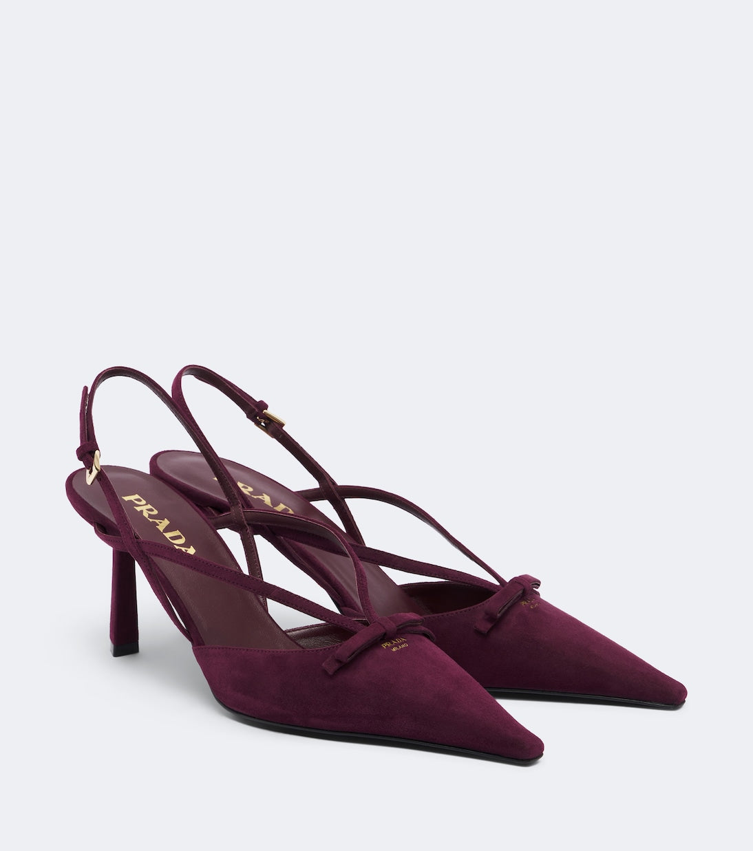 Prada - Bow-detail suede slingback pumps