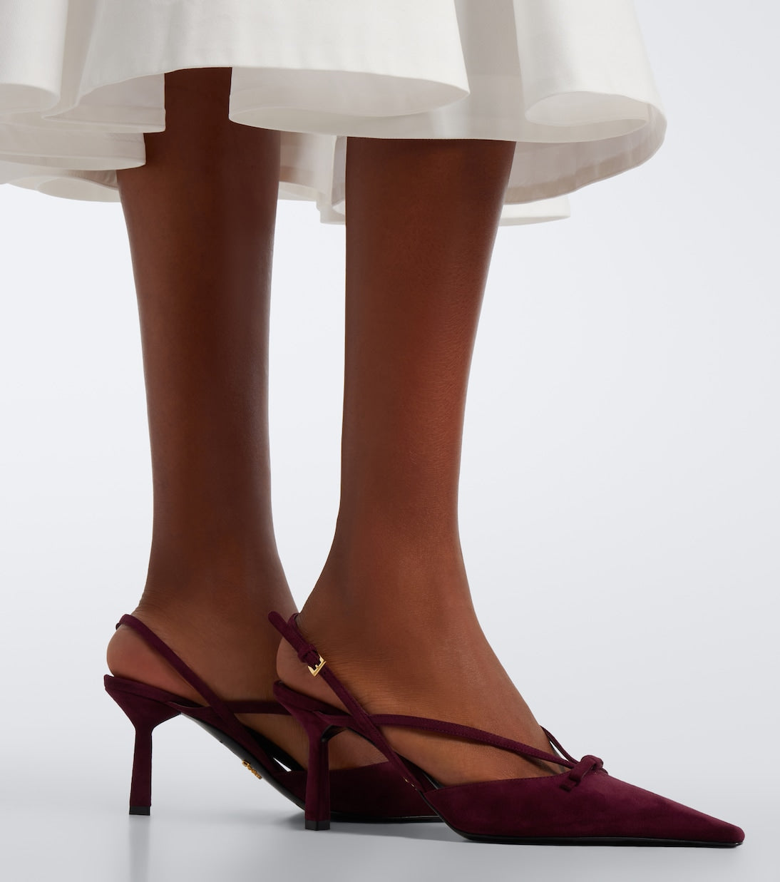 Prada - Bow-detail suede slingback pumps