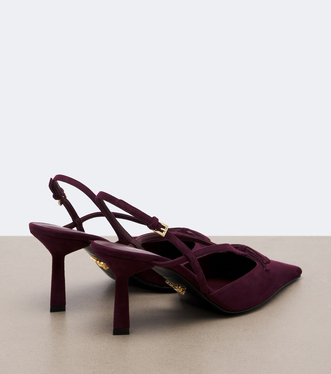 Prada - Bow-detail suede slingback pumps