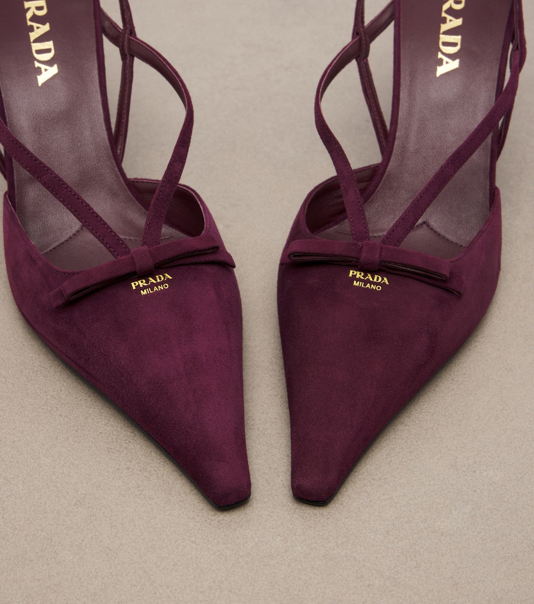 Prada - Bow-detail suede slingback pumps