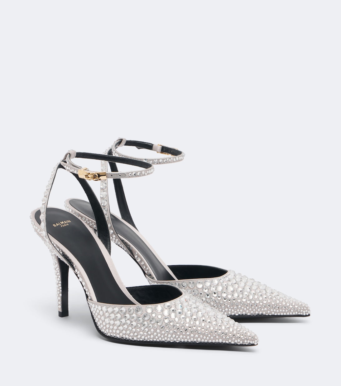 Balmain - Crystal-embellished slingback pumps