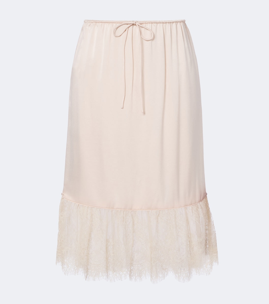 Posse - Blake lace-trimmed silk satin midi skirt