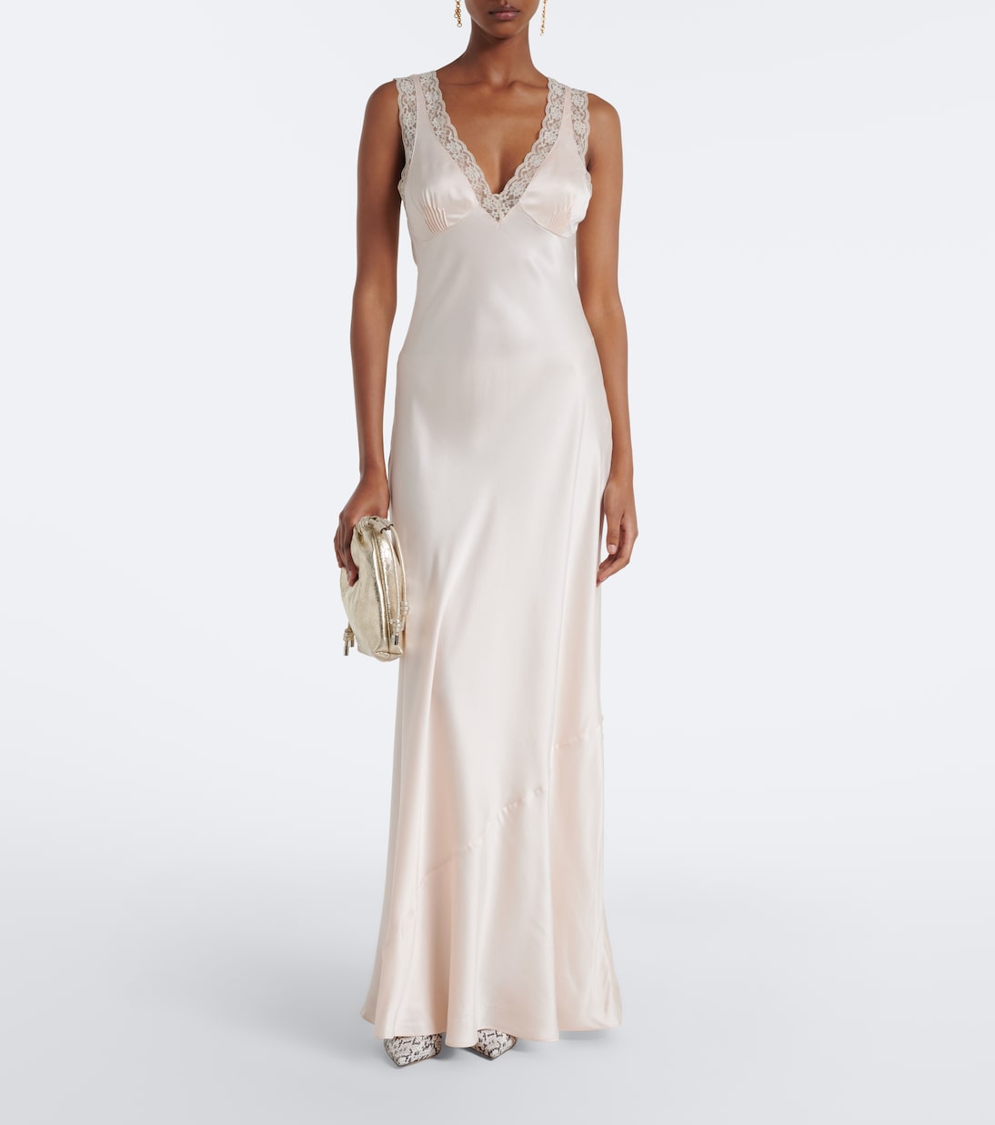 Posse - Blake lace-trimmed silk satin maxi dress