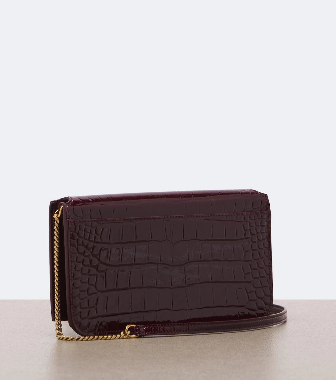 Saint Laurent - Cassandre croc-effect leather phone pouch