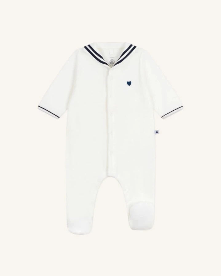 Petit Bateau - Dors Bien pajamas Vareuse collar | White