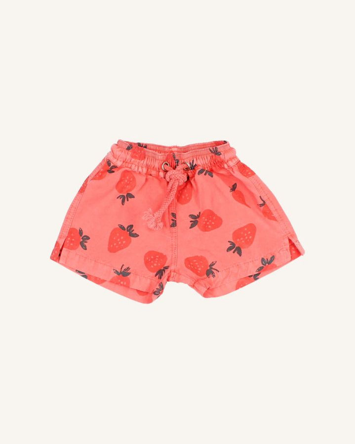 Búho - Strawberry Organic Cotton Baby Bath Short | Faded red