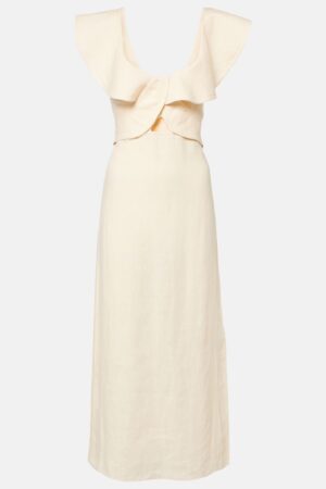 Johanna Ortiz-Ruffled linen midi dress