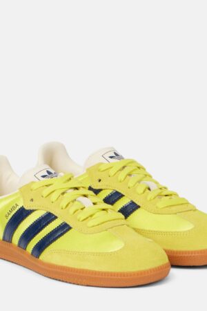 Adidas-Samba OG suede-trimmed satin sneakers