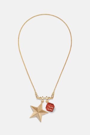 Marie Lichtenberg-Connector 18kt gold charm necklace with jasper and diamonds