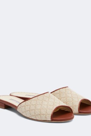 Manolo Blahnik-Smirna raffia-effect slides
