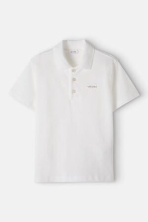Versace Kids-Logo cotton piqué polo shirt