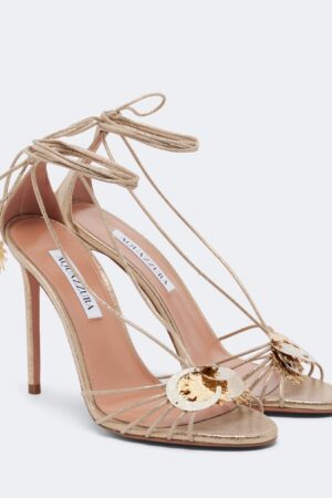 Aquazzura-Night Stars metallic leather sandals