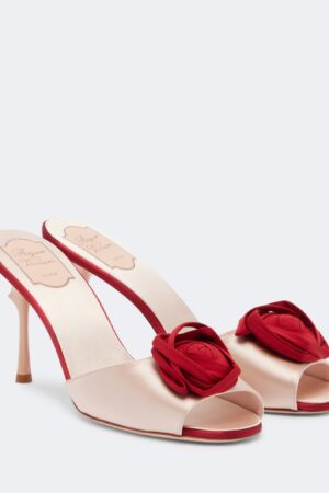 Roger Vivier-Rose Vivier floral-appliqué satin mules
