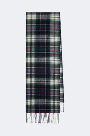 Polo Ralph Lauren-Checked fringed wool scarf