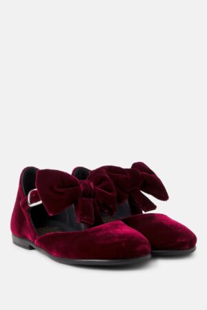 PèPè-Bow-detail velvet ballet flats