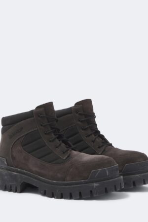 Balenciaga-Combat Strike suede-trimmed lace-up boots